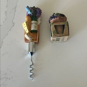 Wine Themed Corkscrew with Grapes and Cheese